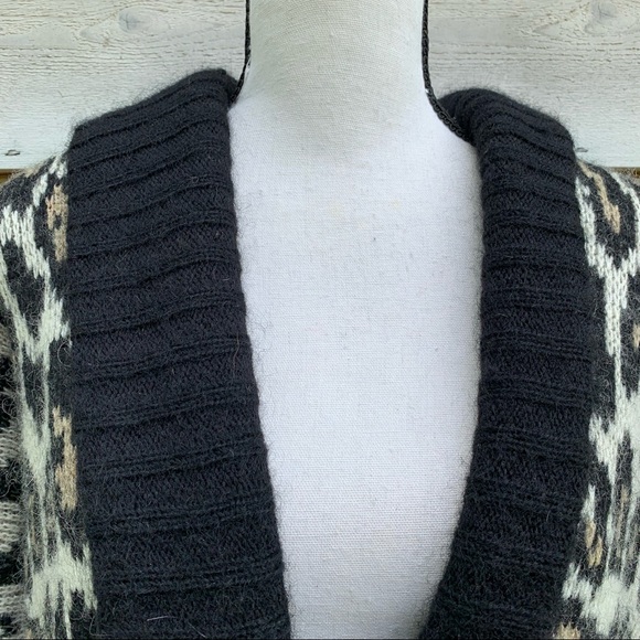 Vintage 80s Wool Mohair Blend Leopard Print Oversized Slouchy Cardigan Sweater - Picture 6 of 16